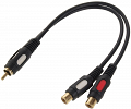 Kabel połączeniowy audio 25cm wtyk RCA - 2x gniazo RCA Cinch