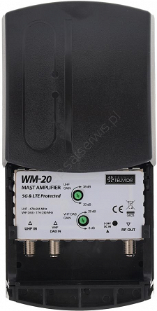Wzmacniacz antenowy masztowy Telmor WM-20 38dBi VHF/DAB/UHF