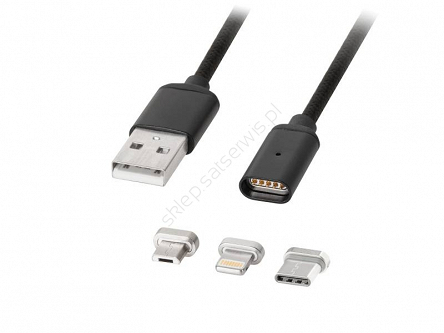 Kabel magnetyczny USB 1m Kruger&Matz 3w1 mikro USB, USB C, Lightning