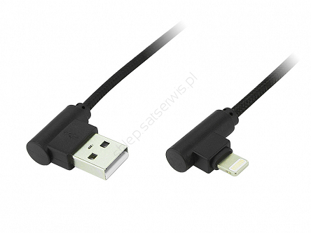 Kabel do iPhone iPad iPod wtyk USB - wtyk Lightning  kątowy o długości 1m