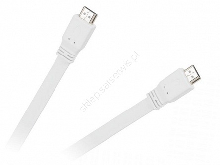 Przewód kabel HDMI v.2.0 4K wtyk - wtyk płaski 1,8m biały