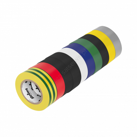 Komplet taśm izolacyjnych klejących 10 sz mix kolorów 0,13 mm x 19 mm x 20 yd