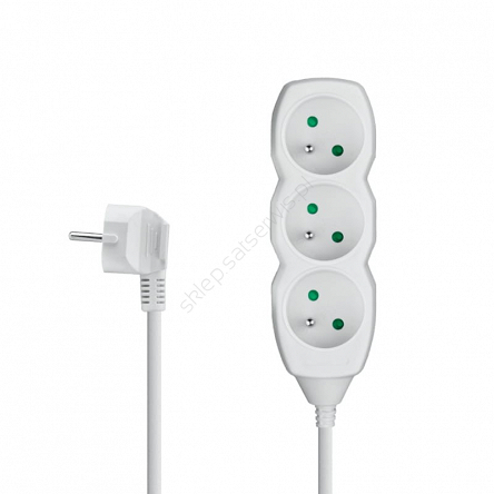 Przedłużacz elektryczny 3xGN+UZ długość 1,5m,  kolor biały