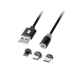 Kabel magnetyczny 3w1 microUSB, USB typu C, Lightning 1m 
