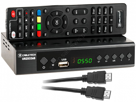 Dekoder tv cyfrowej DVB-T2 +kabel HDMI HEVC H.265 Cabletech 336B