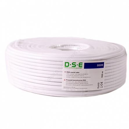 Kabel koncentryczny RG6 rdzeń miedziany DSE D220 - 100m