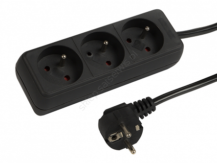 Przedłużacz elektryczny 3 gniazda ZU 5m czarny 2300W
