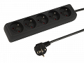 Przedłużacz sieciowy 5 gniazd z uziemieniem 5m czarny 3x1,0mm2 2300W