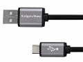 Kabel USB 2.0 wtyk A - wtyk typu C 1,8m K&M