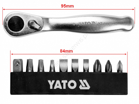 Zestaw bitów z grzechotką YATO YT-14390 małe wymiary 1/4