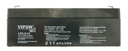 Akumulator żelowy 12V/2,2Ah Vipow do kasy UPSa drukarki