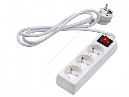 Przedłużacz elektryczny 3 gniazda UZ 3m biały 3680W z wyłącznikiem 16A