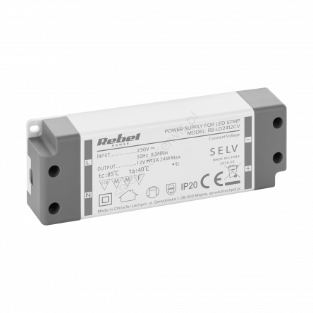 Zasilacz Rebel do sznurów LED 12V/2A max.24W IP20 wewnętrzny