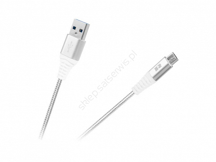 Kabel USB 3.0 wtyk A - wtyk Micro USB B 1m w oplocie biały Quick Charge