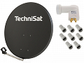 Antena satelitarna Technidish 80cm czasza grafit + konwerter quad (4 dekodery)