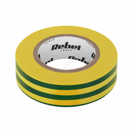 Taśma izolacyjna klejąca REBEL (0,13 mm x 19 mm x 20 yd) żółto-zielona