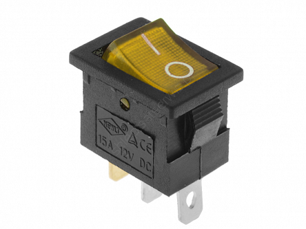Przełącznik ON-OFF bistabilny 3 pin 12V MK1011 kołyskowy żółty