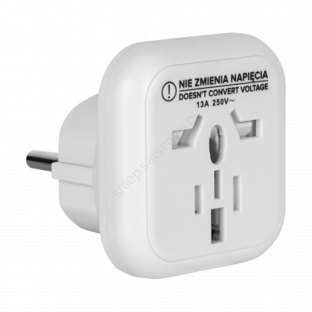 Adapter podróżny wtyk PL - gniazdo UK, USA, CN, Australia