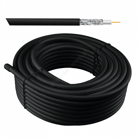 Kabel koncentryczny żelowany RG6, 1.02 mm Cu, 20 m, czarny
